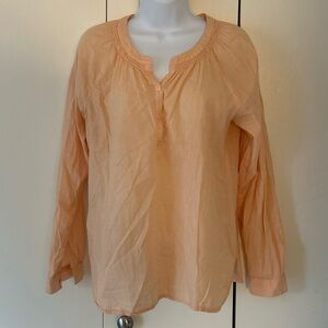 LOFT Cotton half button Long Sleeve Top XS